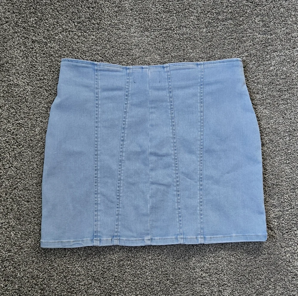 Free People Layla Zip Denim Mini Skirt NWT size 12 - Picture 3 of 10